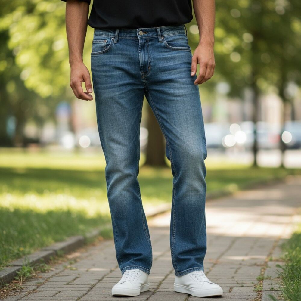 Men's United Denim Of America Distressed Relaxed Straight Leg Jeans Size 38x30